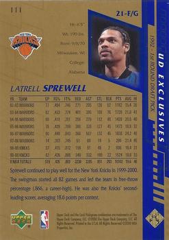2000-01 Upper Deck - UD Exclusives Gold #111 Latrell Sprewell Back