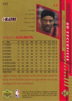 2000-01 Upper Deck - UD Exclusives Gold #355 Stacey Augmon Back