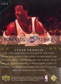2000-01 Upper Deck - Lightning Strikes #LS12 Steve Francis Back