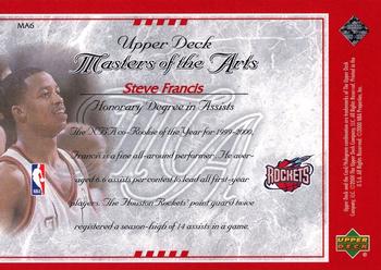 2000-01 Upper Deck - Masters of the Arts #MA6 Steve Francis Back