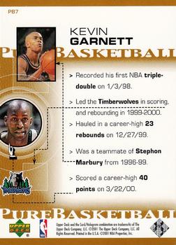 2000-01 Upper Deck - Pure Basketball #PB7 Kevin Garnett Back