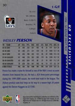 2000-01 Upper Deck - UD Exclusives Silver #30 Wesley Person Back