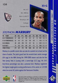 2000-01 Upper Deck - UD Exclusives Silver #104 Stephon Marbury Back