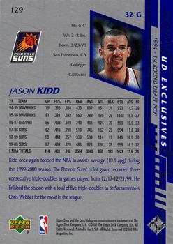 2000-01 Upper Deck - UD Exclusives Silver #129 Jason Kidd Back