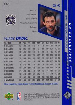 2000-01 Upper Deck - UD Exclusives Silver #146 Vlade Divac Back