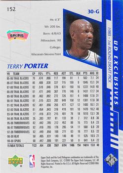 2000-01 Upper Deck - UD Exclusives Silver #152 Terry Porter Back