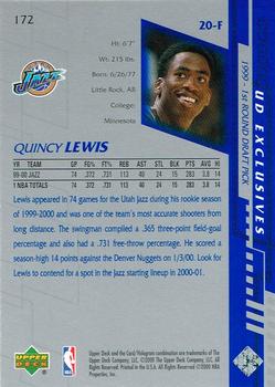 2000-01 Upper Deck - UD Exclusives Silver #172 Quincy Lewis Back