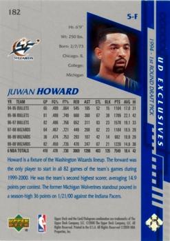 2000-01 Upper Deck - UD Exclusives Silver #182 Juwan Howard Back