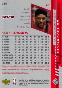 2000-01 Upper Deck - UD Exclusives Silver #355 Stacey Augmon Back