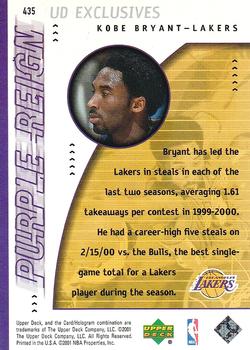 2000-01 Upper Deck - UD Exclusives Silver #435 Kobe Bryant Back