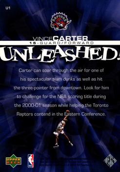 2000-01 Upper Deck - Unleashed #U1 Vince Carter Back