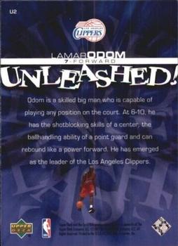 2000-01 Upper Deck - Unleashed #U2 Lamar Odom Back