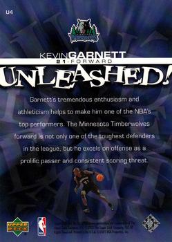 2000-01 Upper Deck - Unleashed #U4 Kevin Garnett Back