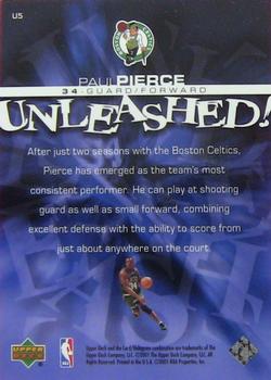 2000-01 Upper Deck - Unleashed #U5 Paul Pierce Back