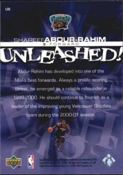 2000-01 Upper Deck - Unleashed #U6 Shareef Abdur-Rahim Back