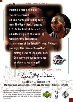 2000-01 Upper Deck Encore - NBA Warm-Ups #JS-W Jerry Stackhouse Back
