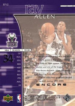 2000-01 Upper Deck Encore - Encore Performers #EP12 Ray Allen Back