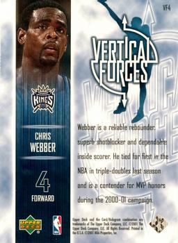 2000-01 Upper Deck Encore - Vertical Forces #VF4 Chris Webber Back