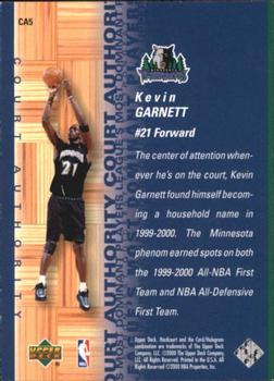 2000-01 Upper Deck Hardcourt - Court Authority #CA5 Kevin Garnett Back
