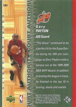 2000-01 Upper Deck Hardcourt - Court Authority #CA3 Gary Payton Back