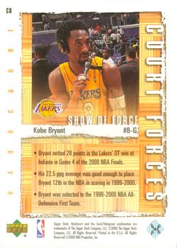 2000-01 Upper Deck Hardcourt - Court Forces #C8 Kobe Bryant Back