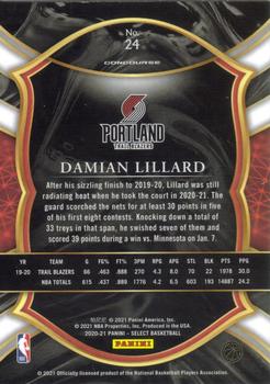 2020-21 Panini Select #24 Damian Lillard Back