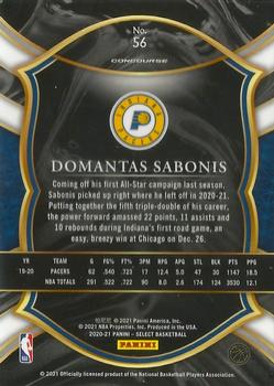 2020-21 Panini Select #56 Domantas Sabonis Back