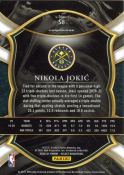 2020-21 Panini Select #58 Nikola Jokic Back