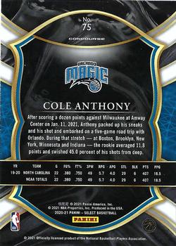 2020-21 Panini Select #75 Cole Anthony Back