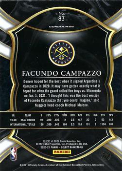 2020-21 Panini Select #83 Facundo Campazzo Back