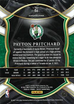 2020-21 Panini Select #86 Payton Pritchard Back