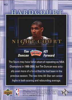 2000-01 Upper Deck Hardcourt - Night Court #NC2 Tim Duncan Back
