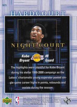 2000-01 Upper Deck Hardcourt - Night Court #NC5 Kobe Bryant Back