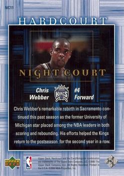 2000-01 Upper Deck Hardcourt - Night Court #NC11 Chris Webber Back