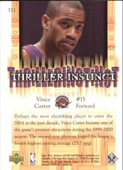 2000-01 Upper Deck Hardcourt - Thriller Instinct #TI2 Vince Carter Back