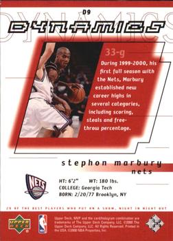 2000-01 Upper Deck MVP - Dynamics #D9 Stephon Marbury Back