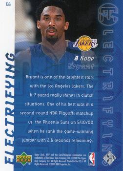 2000-01 Upper Deck MVP - Electrifying #E8 Kobe Bryant Back