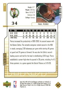 2000-01 Upper Deck MVP - Gold Script #9 Paul Pierce Back