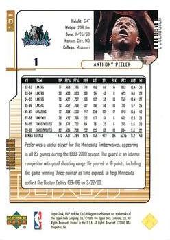 2000-01 Upper Deck MVP - Gold Script #101 Anthony Peeler Back