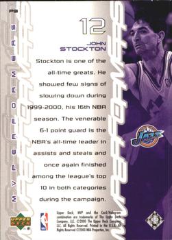 2000-01 Upper Deck MVP - MVPerformers #P3 John Stockton Back
