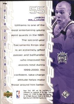 2000-01 Upper Deck MVP - MVPerformers #P6 Jason Williams Back