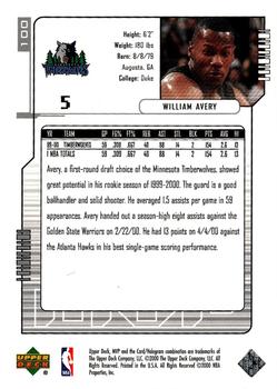 2000-01 Upper Deck MVP - Silver Script #100 William Avery Back