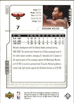 2000-01 Upper Deck MVP - Silver Script #5 Roshown McLeod Back