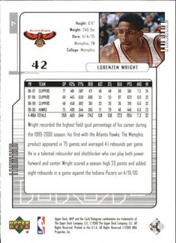 2000-01 Upper Deck MVP - Silver Script #7 Lorenzen Wright Back