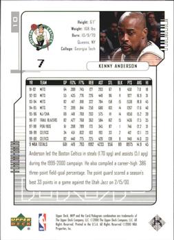 2000-01 Upper Deck MVP - Silver Script #10 Kenny Anderson Back