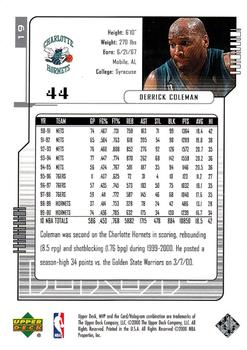 2000-01 Upper Deck MVP - Silver Script #19 Derrick Coleman Back
