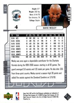 2000-01 Upper Deck MVP - Silver Script #20 David Wesley Back