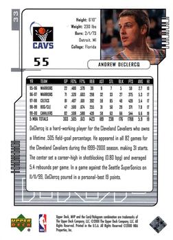 2000-01 Upper Deck MVP - Silver Script #33 Andrew DeClercq Back