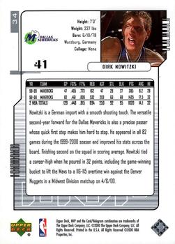 2000-01 Upper Deck MVP - Silver Script #34 Dirk Nowitzki Back