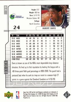 2000-01 Upper Deck MVP - Silver Script #39 Hubert Davis Back